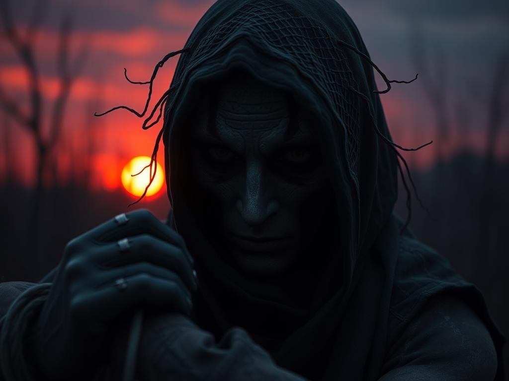 Dark Art Sunset in Hyperrealistic Style