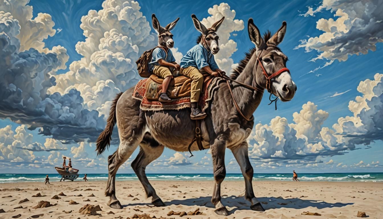 Donkeys on Donkeys on a Sunny Beach
