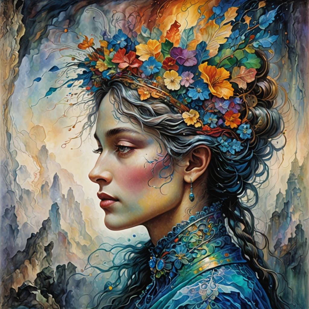 Abstract Woman with Deep Color Profile