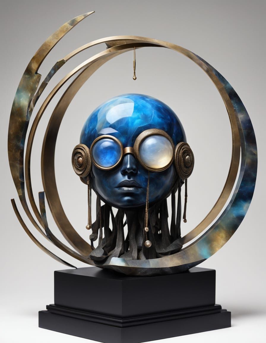Surreal Moonstone Sculpture in Eclectic Art Style