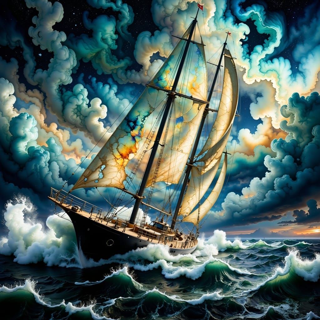 Sailing Yacht Battles Ferocious Storm, Hyperkraximalismus St...