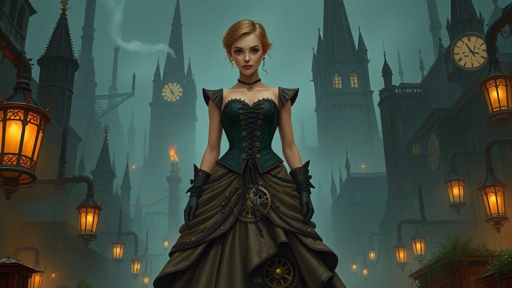 Steampunk Cinderella in a Gilded Industrial Wonderland