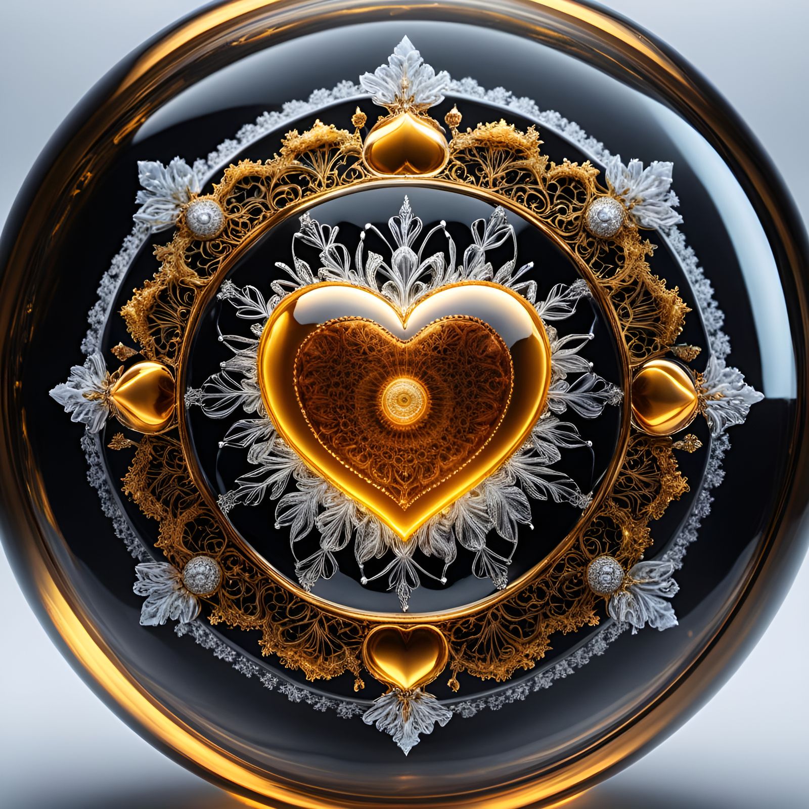 Golden Heart Mandala in Steampunk Style