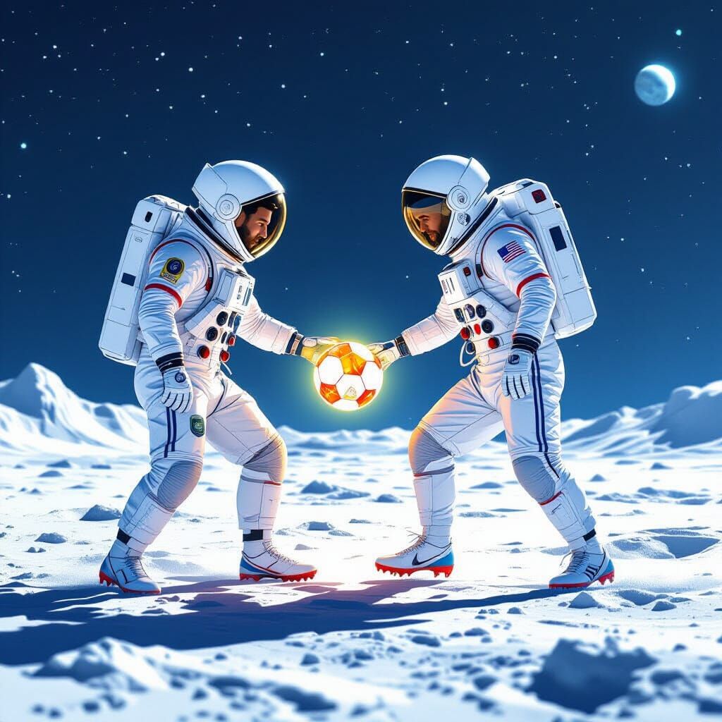 Messi and Ronaldo Play Soccer on the Moon