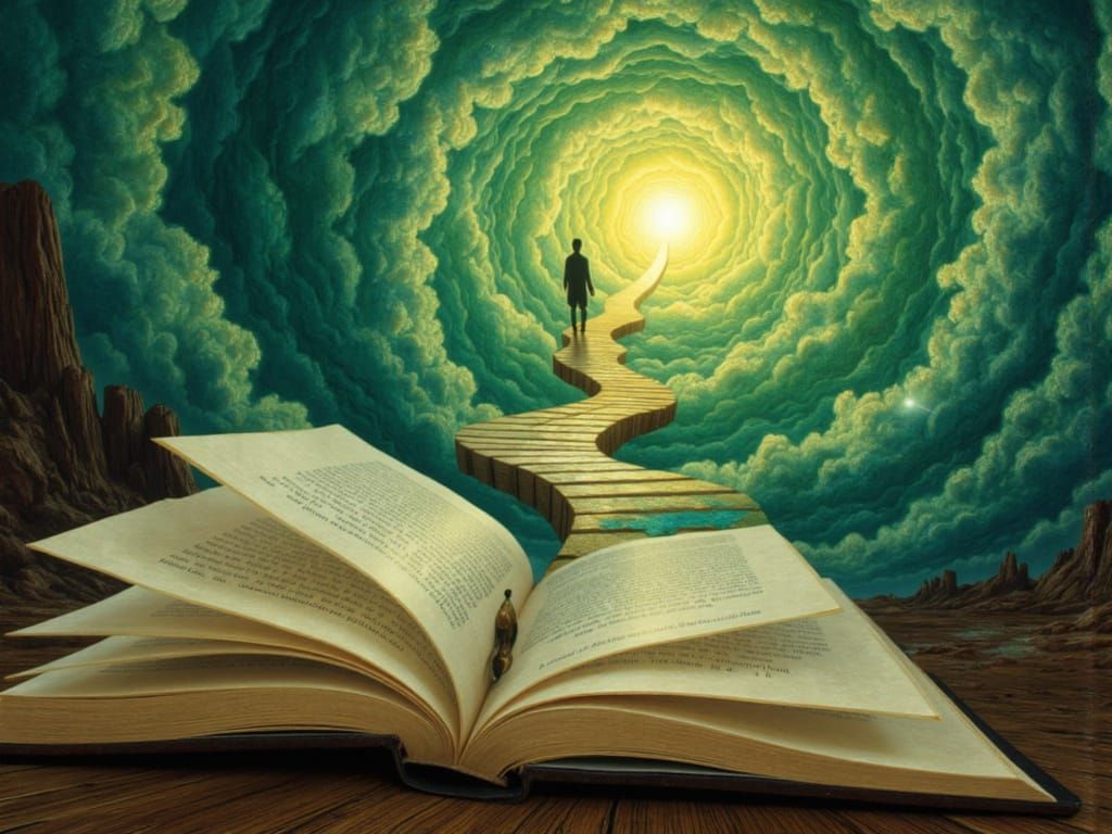 Surreal Staircase to a Vortex, Painterly Surrealism Style