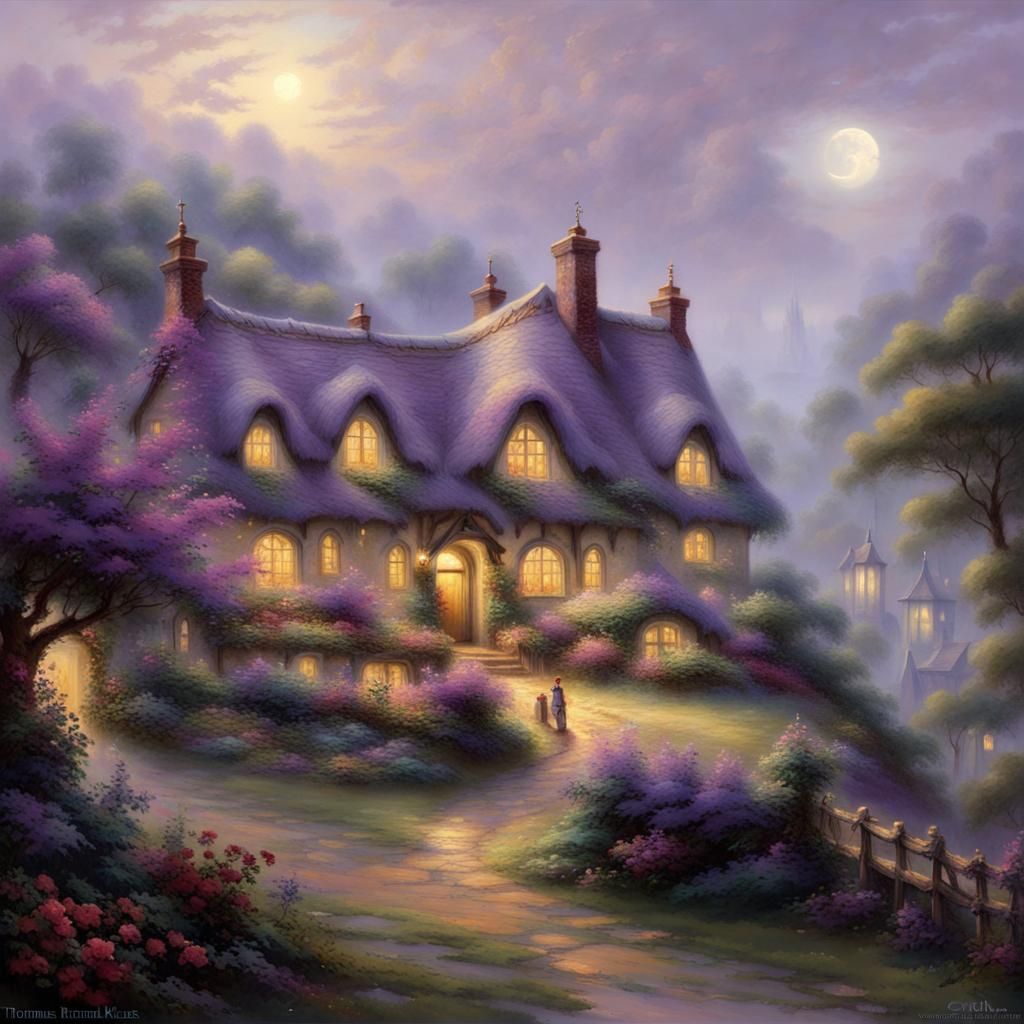 Ethereal Thatched Roof Inn in Fantasy Landscape