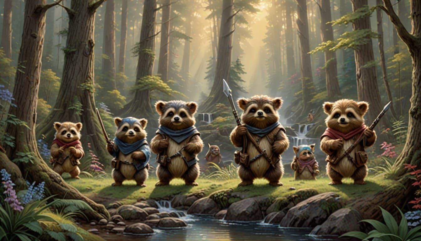 Ewoks in a Cozy Forest Village by Thomas Kinkade