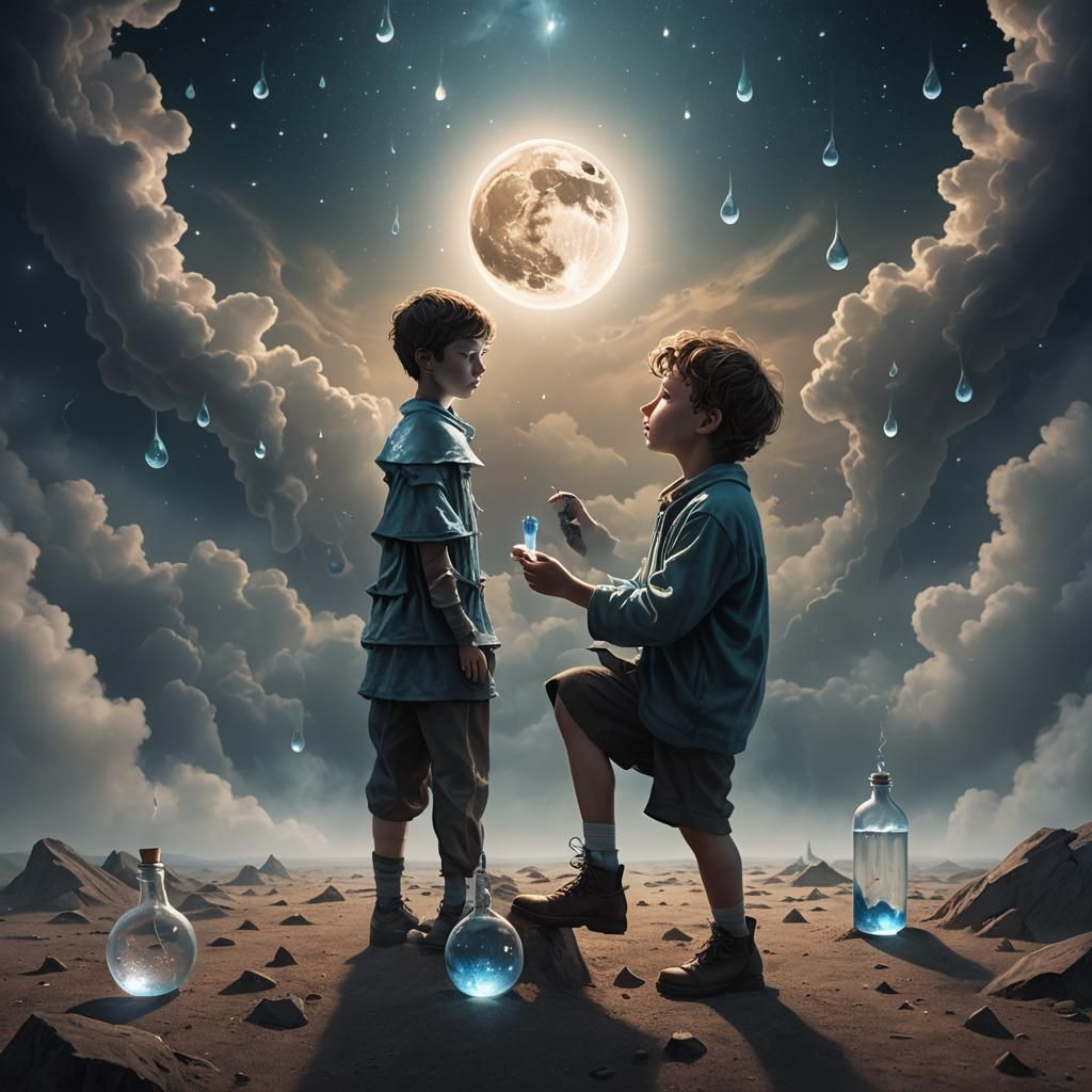 Boy Collects Moon Tears During Lunar Eclipse