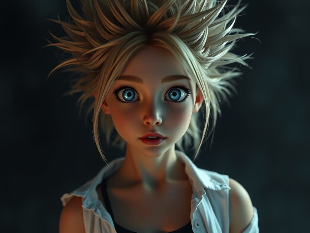 Pixar-Style 3D Render of a Bizarre Blonde Woman
