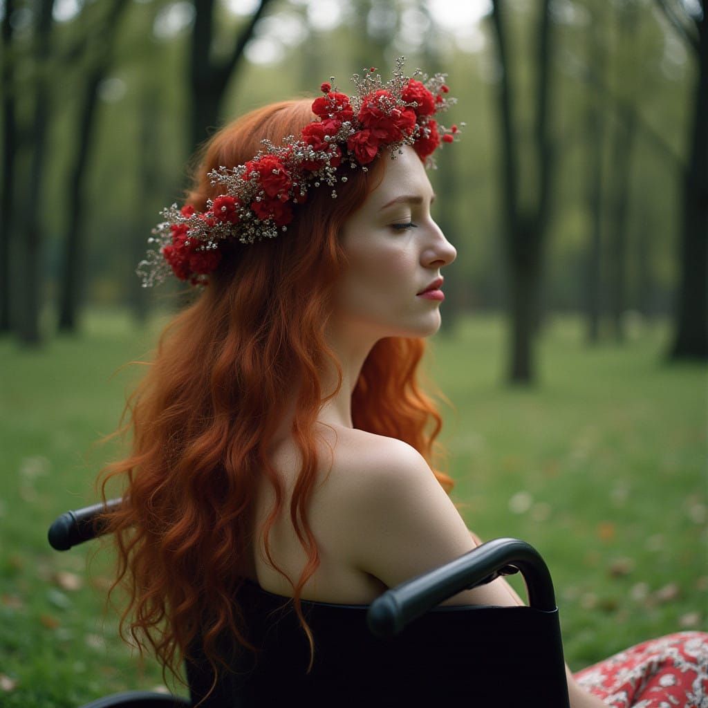 Goddess of Resilience in Vibrant Floral Crown