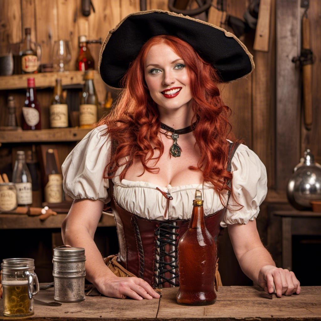 Redhead Tavern Wench Illustration