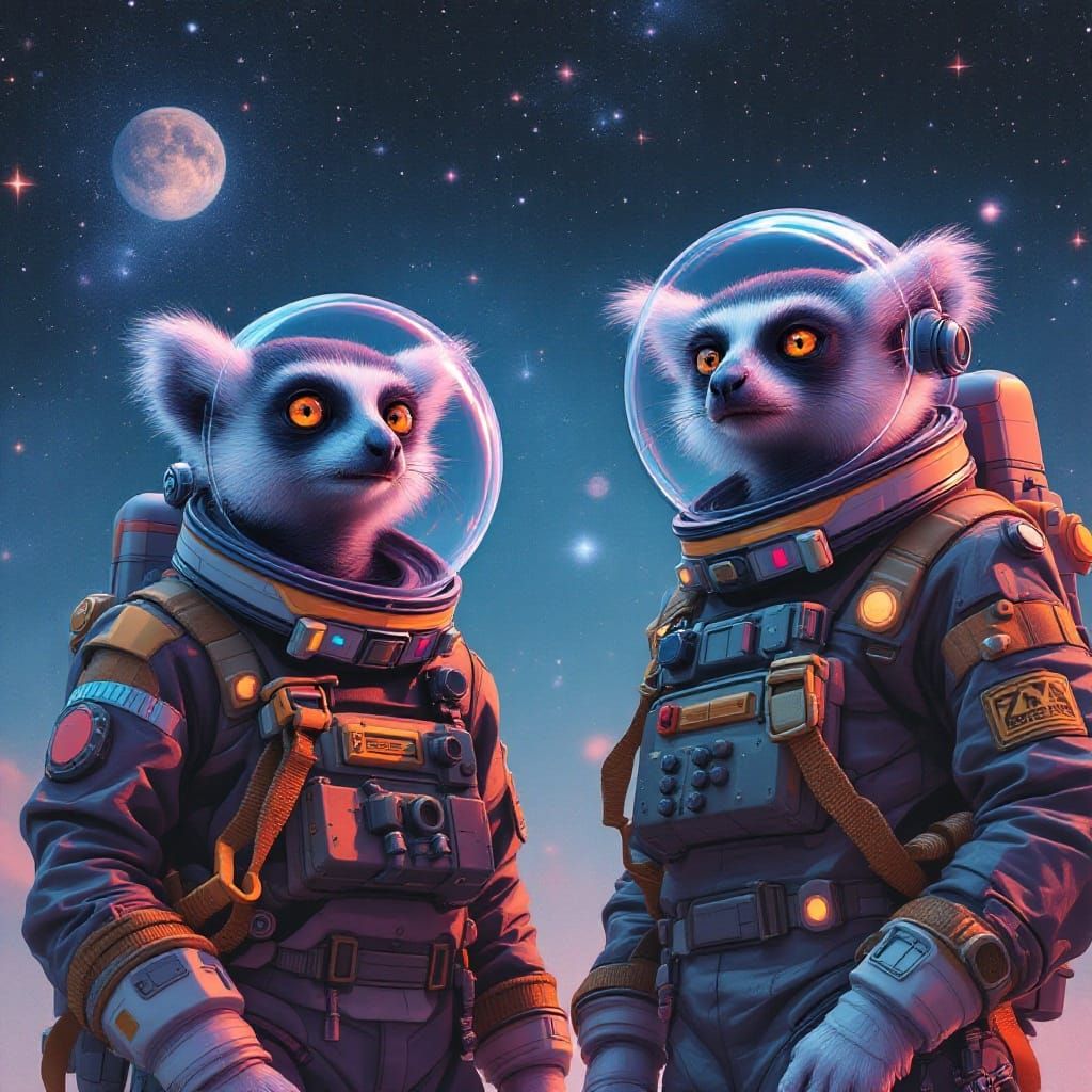 Astronaut Lemurs in Dystopian Sci-Fi Galaxy