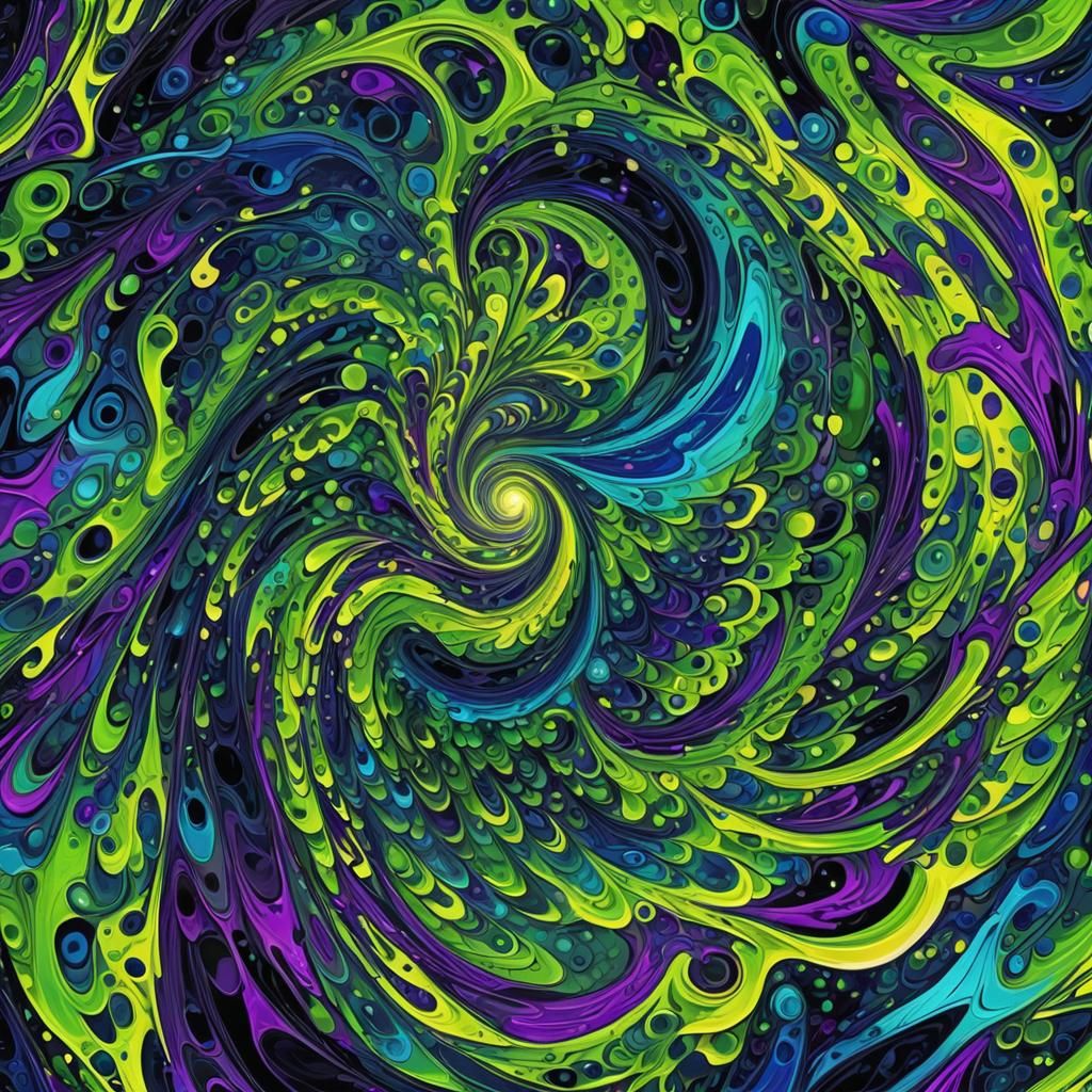 Abstract Expressionist Vortex of Swirling Colors