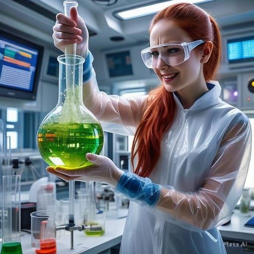 Cyberpunk Mad Scientist in Futuristic Laboratory