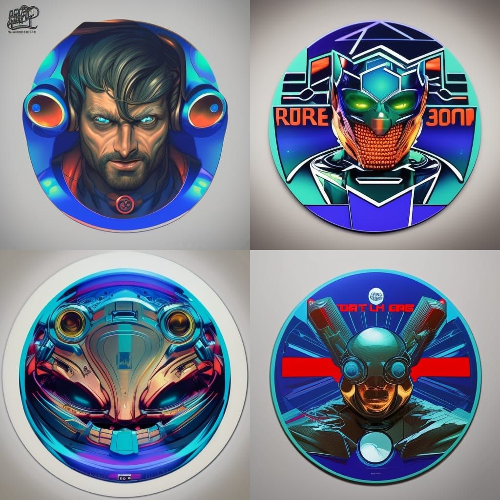 DJ Turntable Sticker Logo in Comic Book Art Style