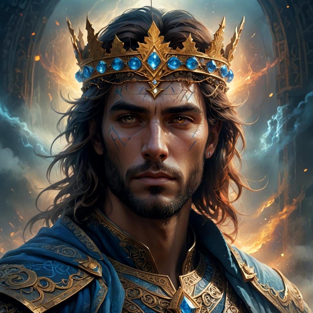 Ethereal Man with Crown: Fantasy Concept Art