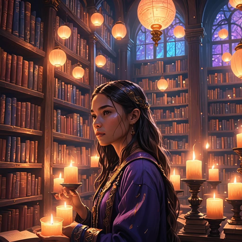 Olivia Rodrigo in Mystical Library Concept Art