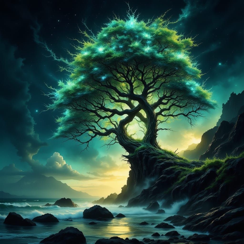 Ethereal Bioluminescent Bloom in Soft Whisper