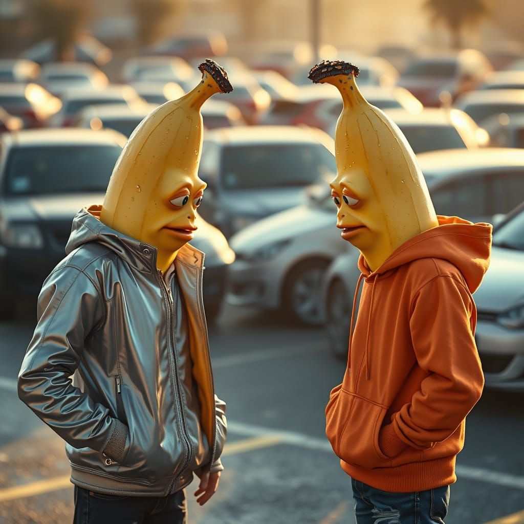 Bananas in Futuristic Parking Lot Dispute