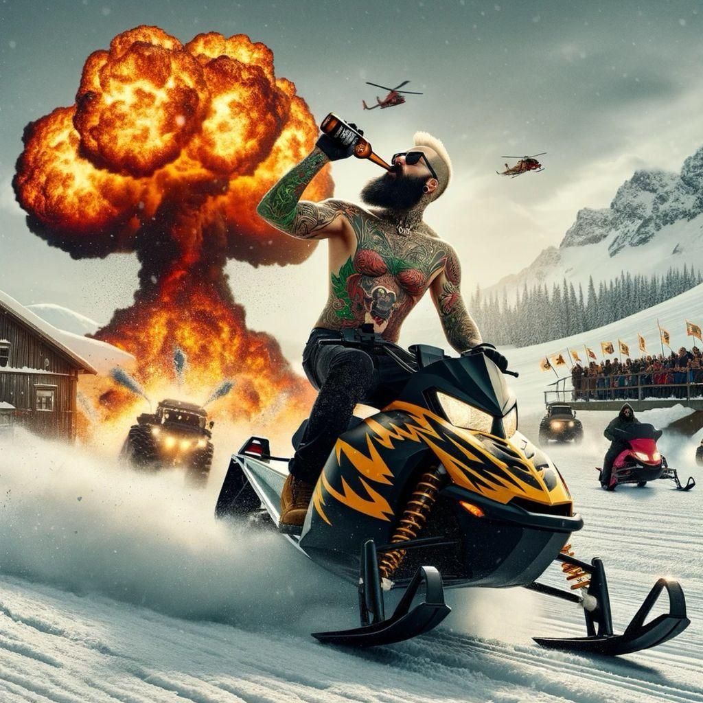 Snowmobile Rider Causes Fiery Explosion