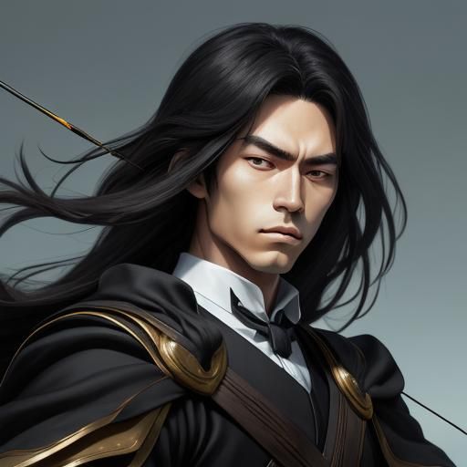 Anime Boy with Bow and Arrow in Ghibli Style