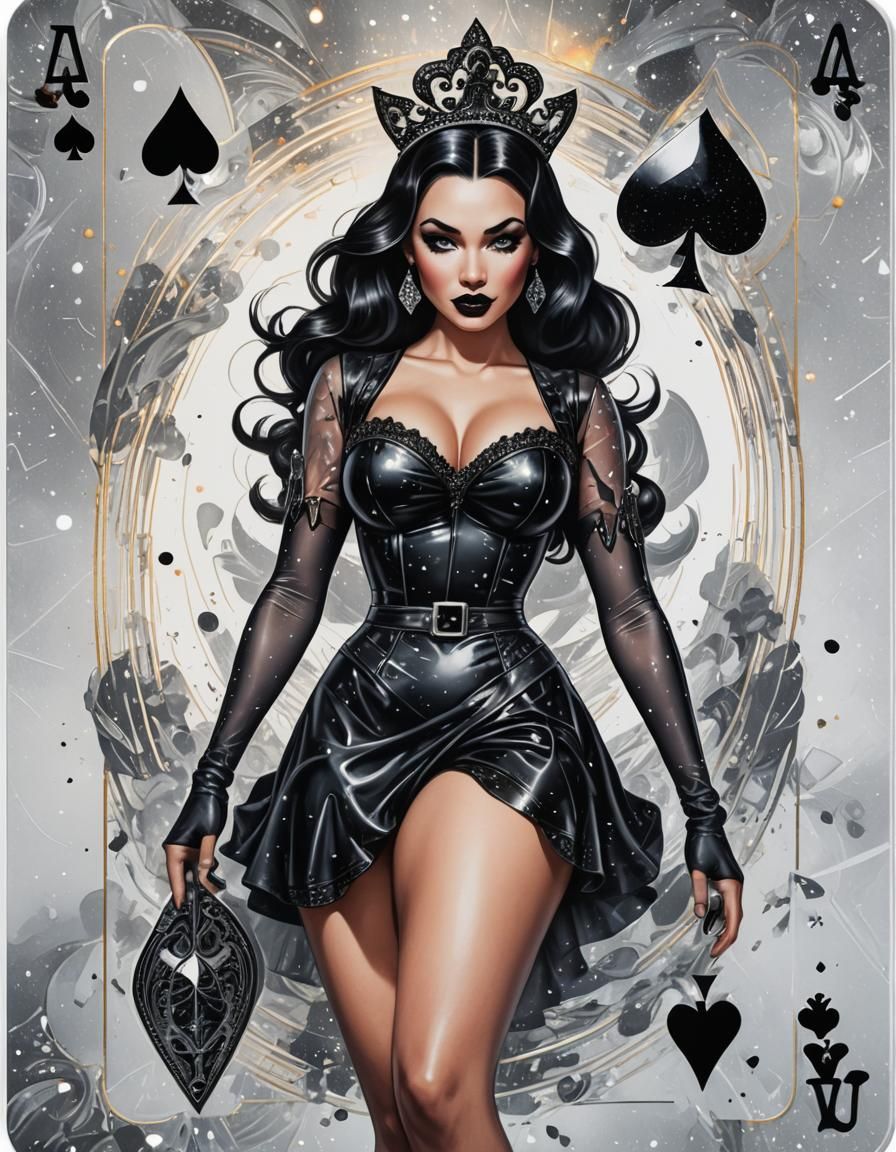 Ace of Spades with Pinup Girl in Astral Style