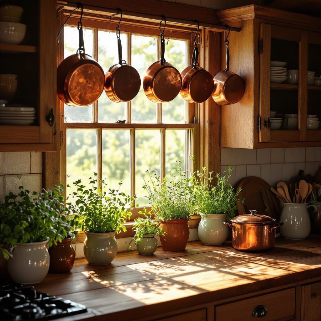 Cozy Rustic Kitchen in Soft Light