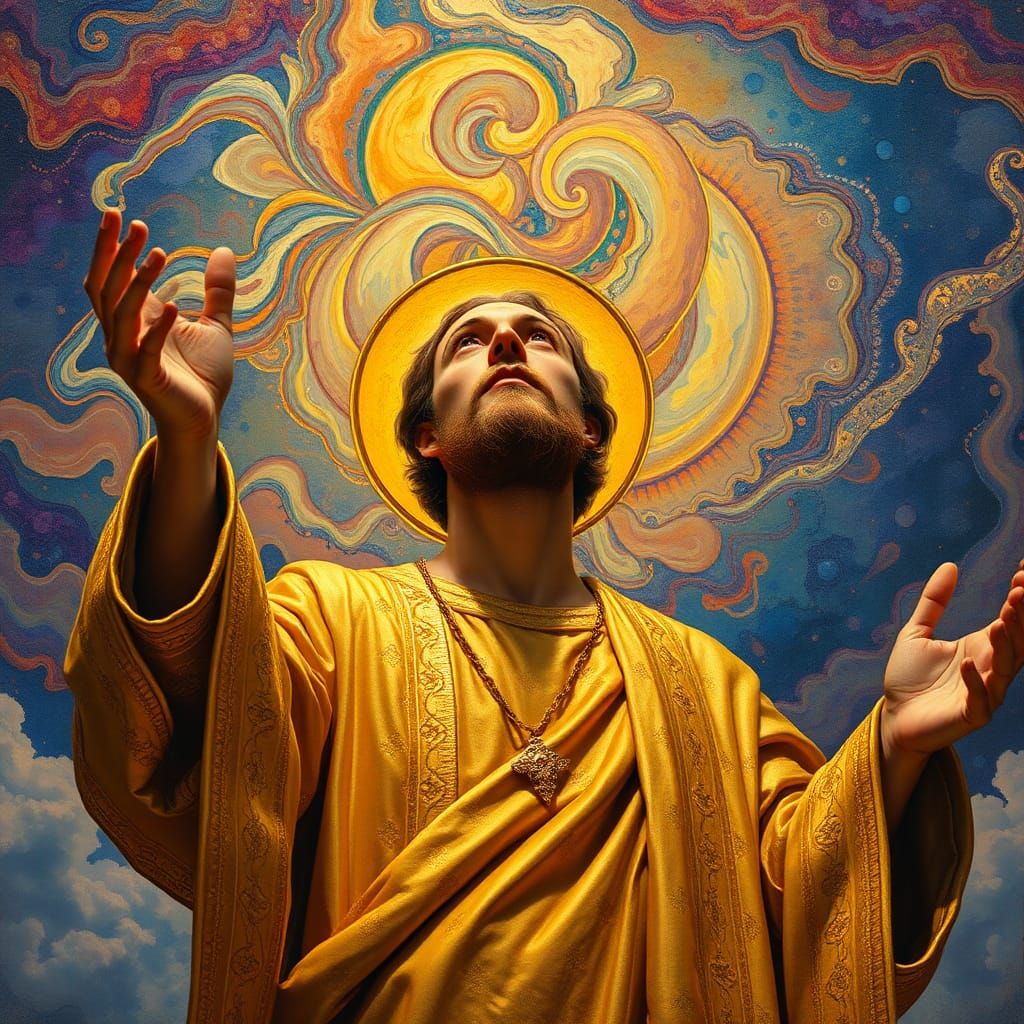 Saint Francis: Opulent Symbolism Inspired by Klimt