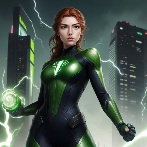 Emerald Energy Superhero Comic Book Art
