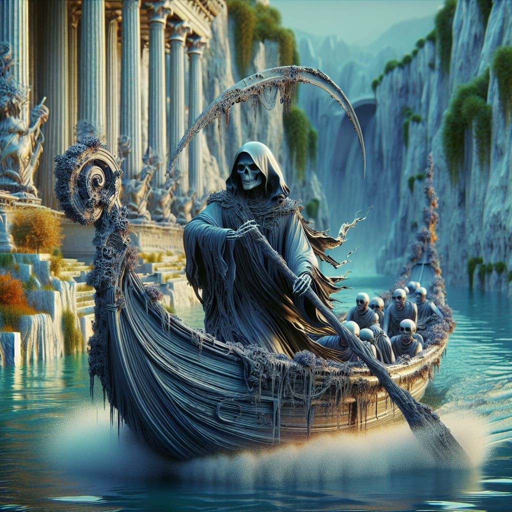Grim Reaper Rows Across the River Styx