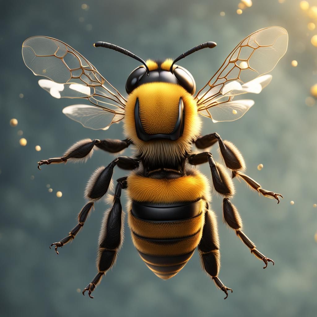 Realistic Close-Up of a Honey Bee