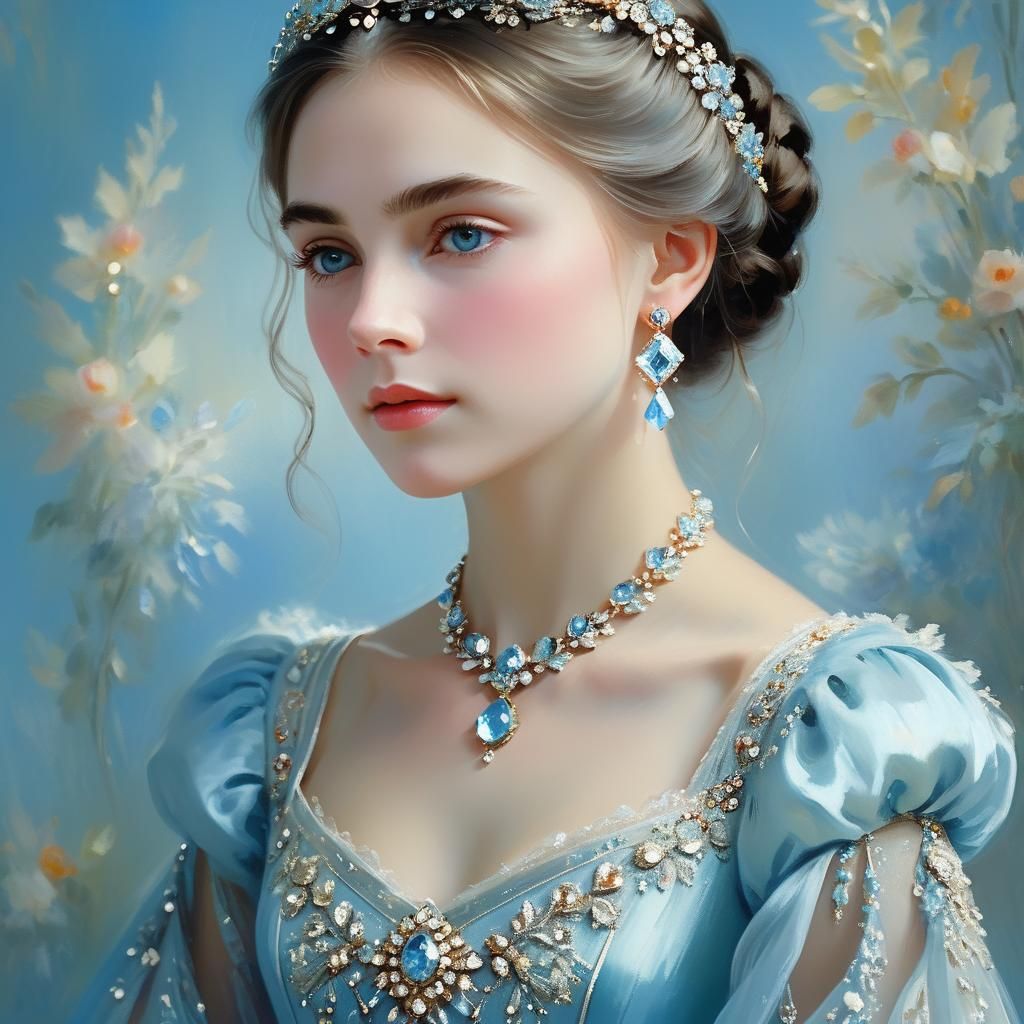 Russian Princess in Impressionist Style with Diamonds