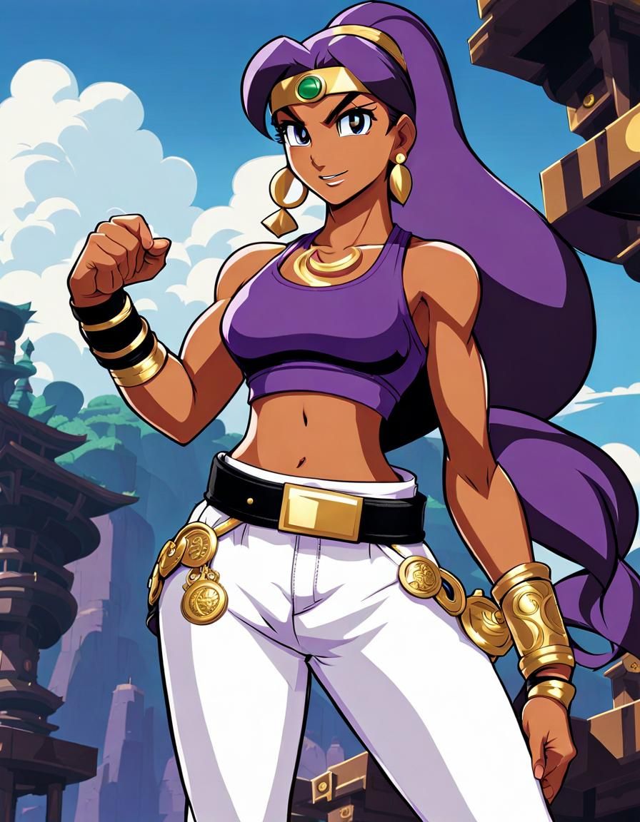 Shantae in Purple Sports Bra and Baggy Pants