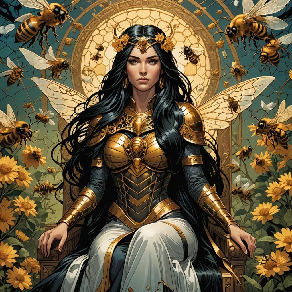 Norse Goddess of Bees on Throne in Comic Art