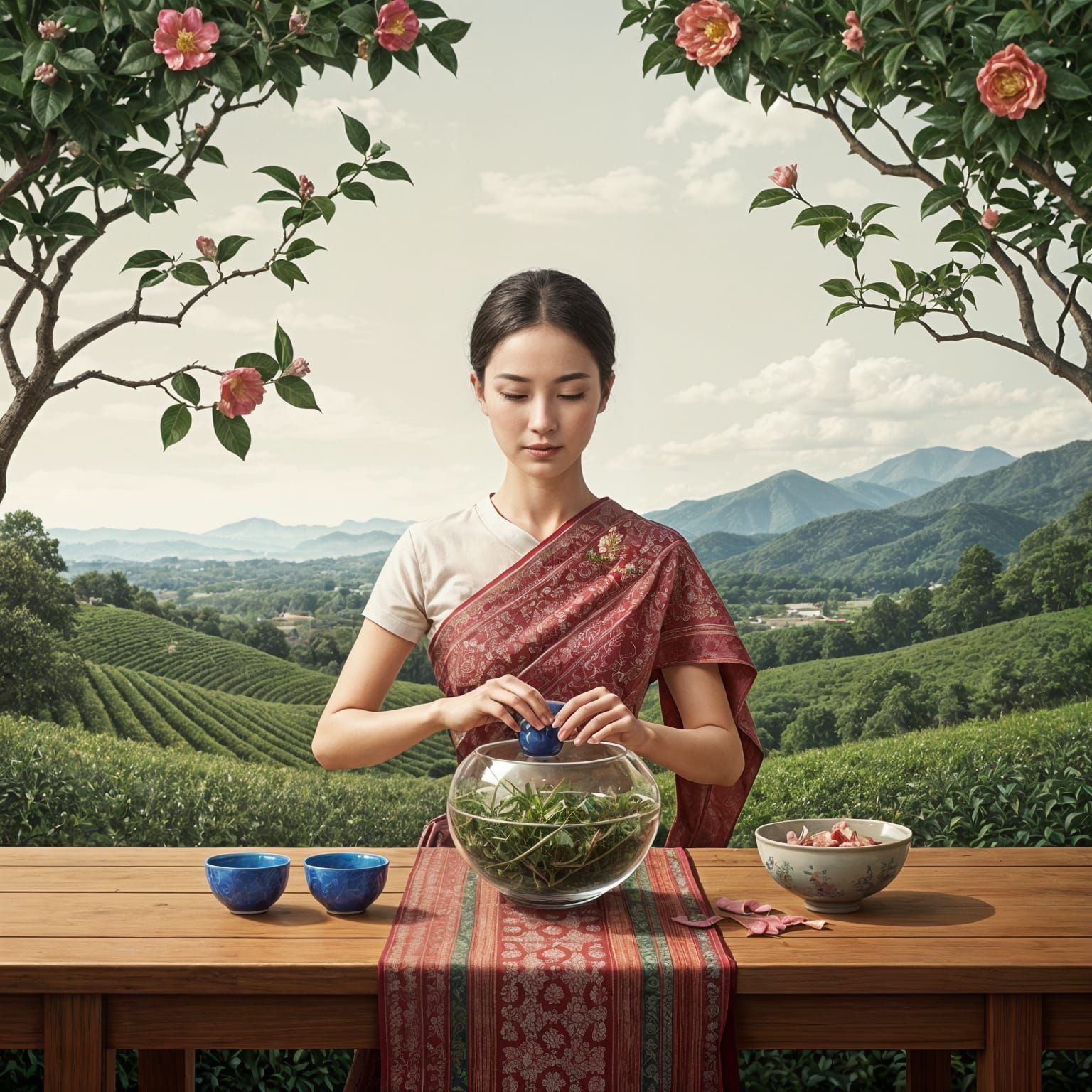 Refined Tea Ceremony in Photorealistic Style