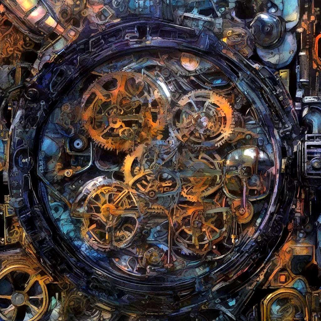 Steampunk Dreamscape in Neon Noir Style