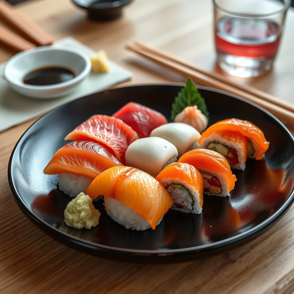 Traditional Japanese Sushi Masterpiece in a Minimalist Aesth...