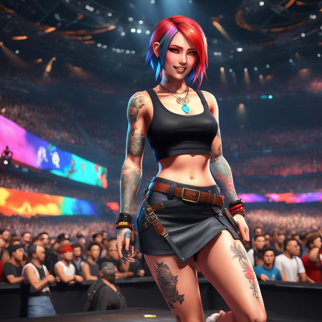 Anime Style Rockstar at Concert in 8K