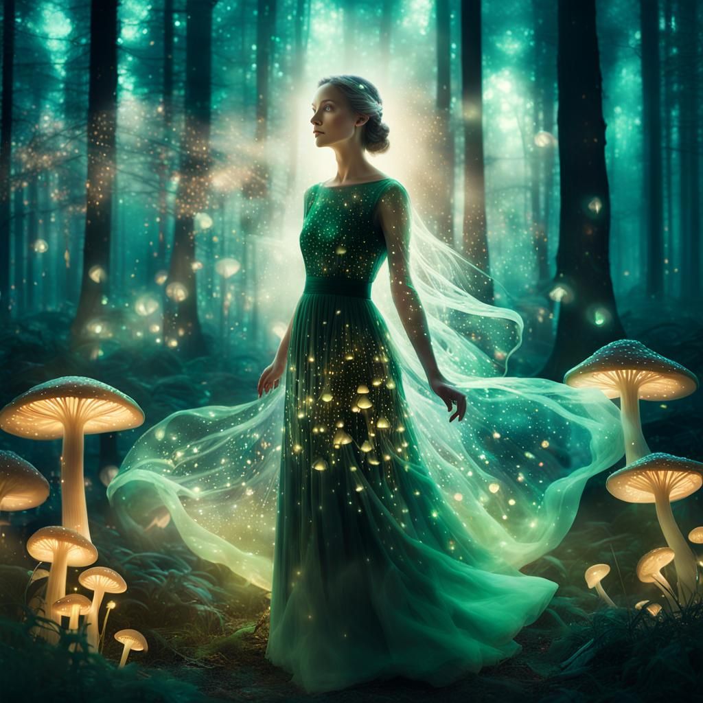 Mystical Forest Portrait in Double Exposure Style