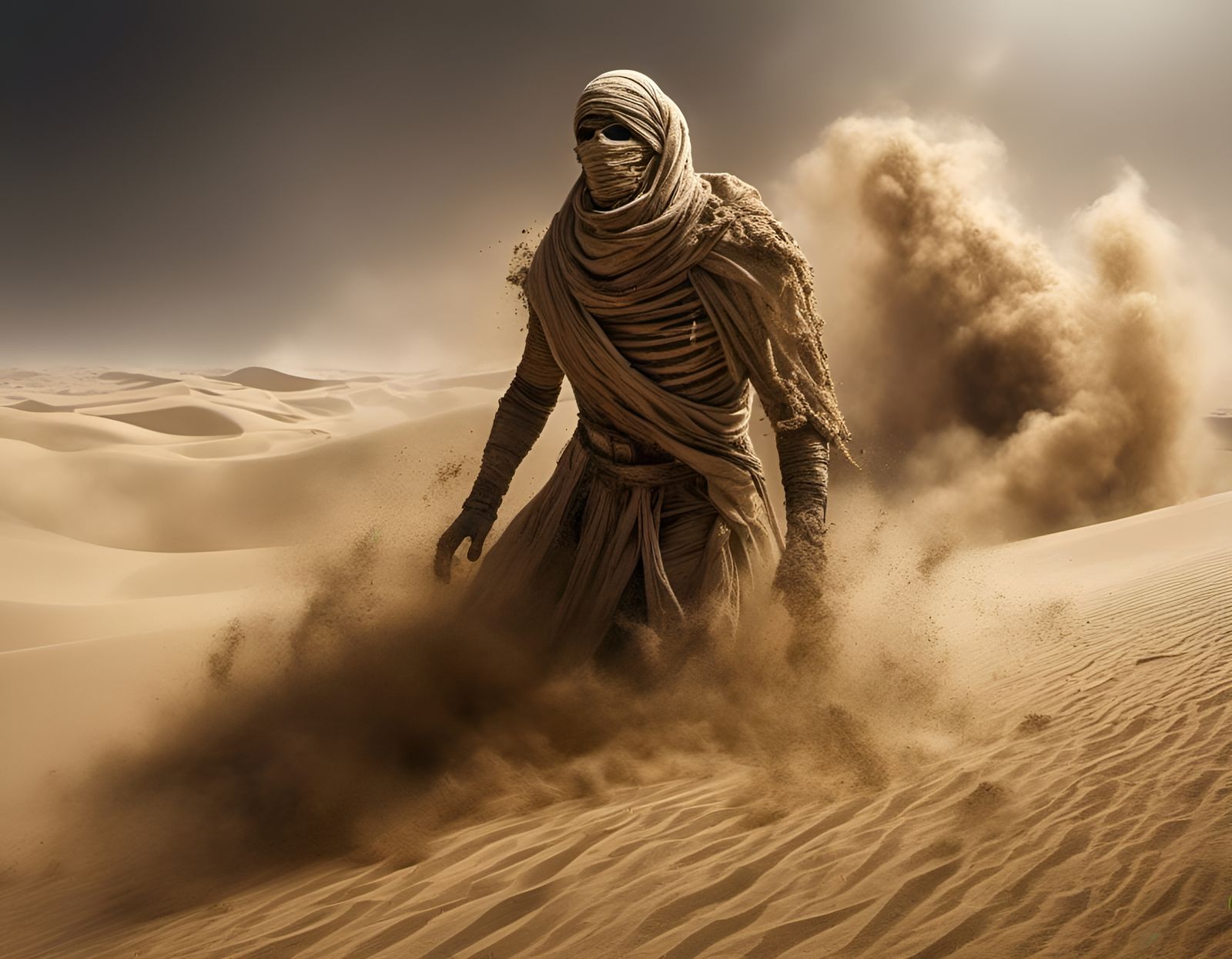 Translucent Sand Mummy Emerges from Duststorm