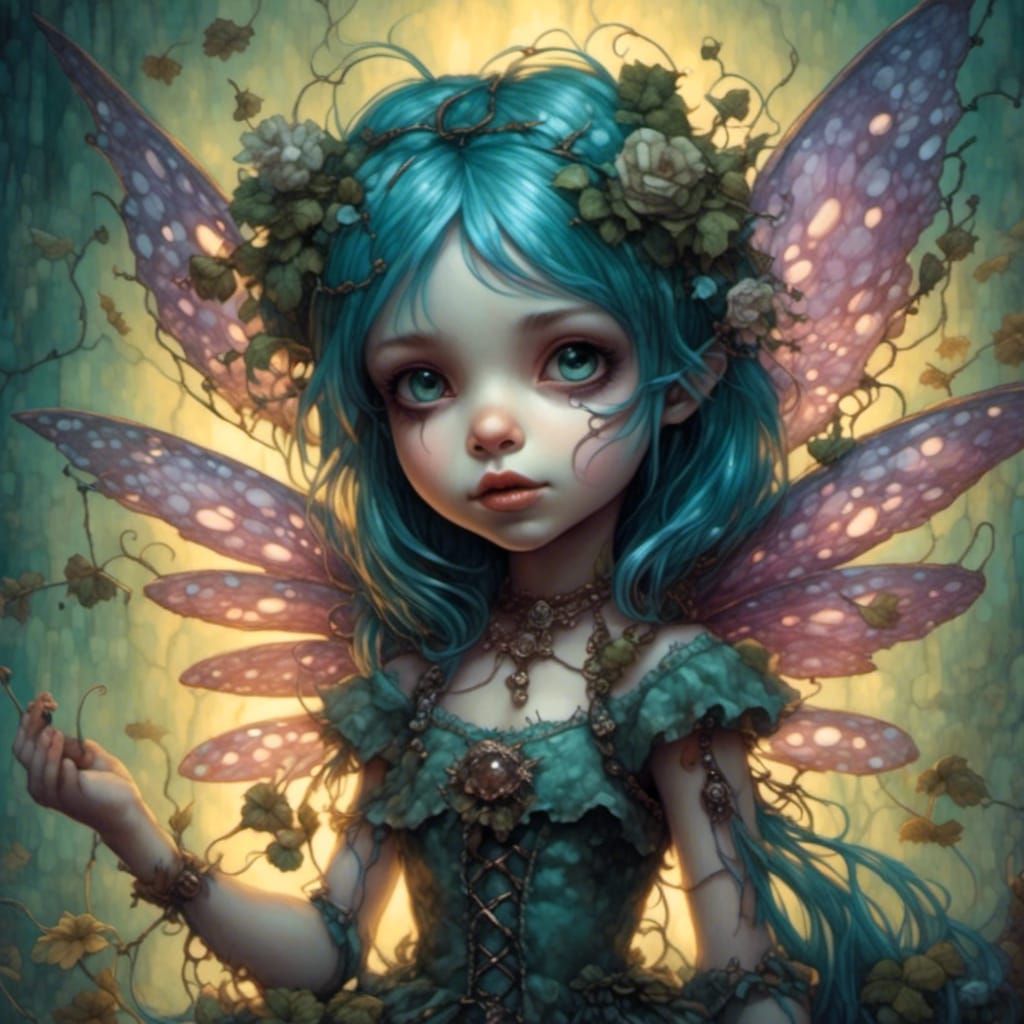 Gothic Fairy Girl in Dark Surrealist Style