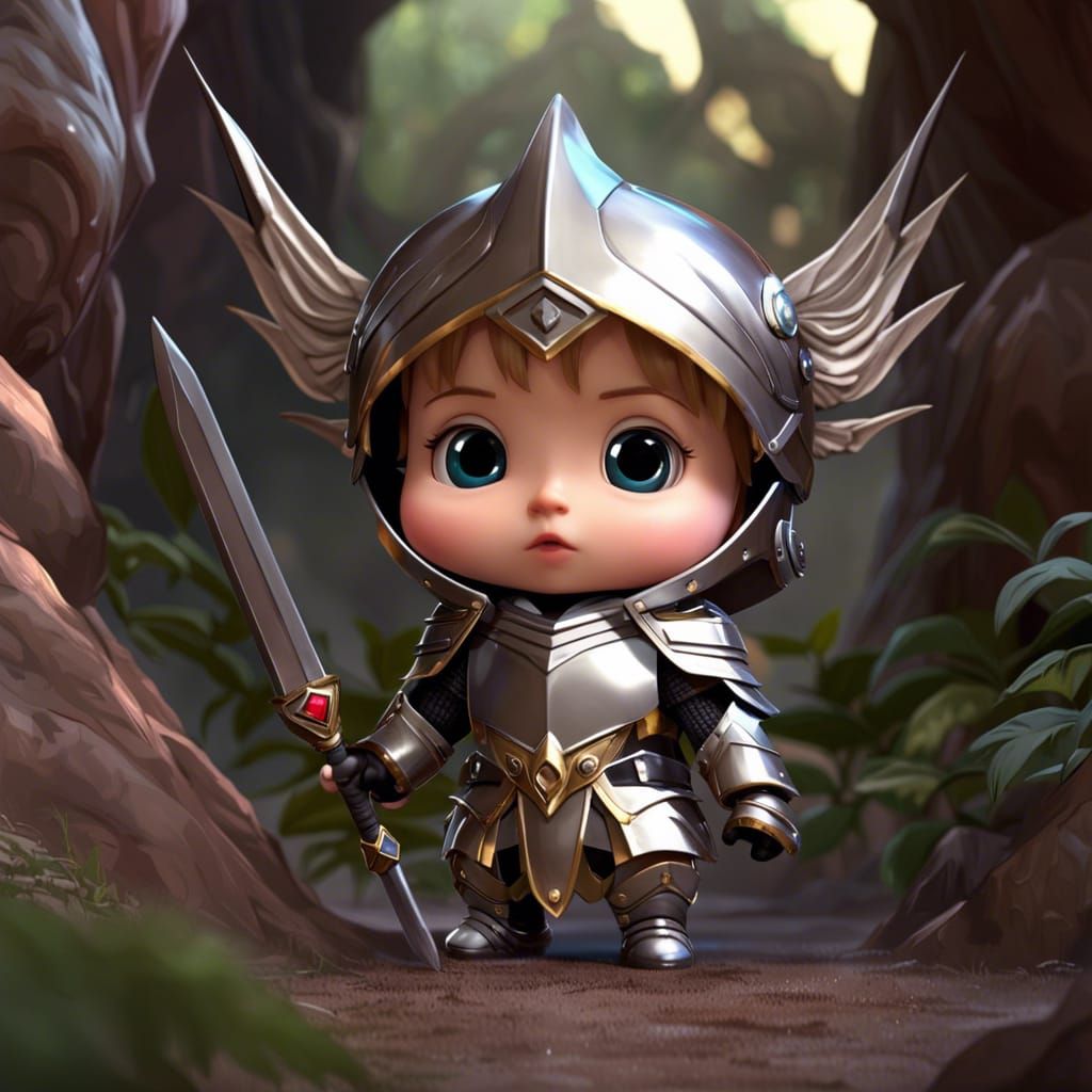 Chibi Knight Guarding Dragon Cave