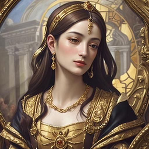 Renaissance Portrait with Gold Leaf Details