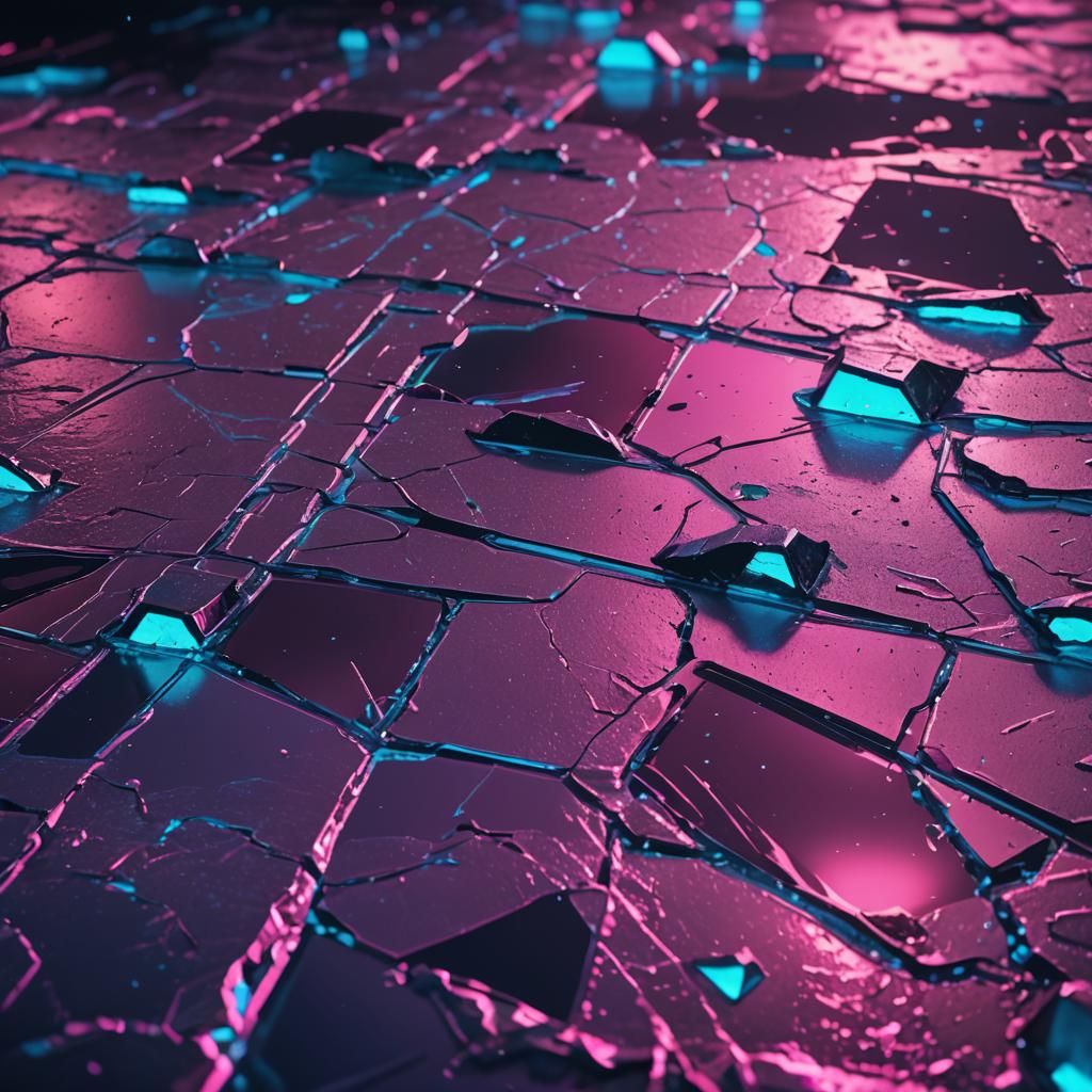 Synthwave Ferry Sinking Through Ice in Neon Light