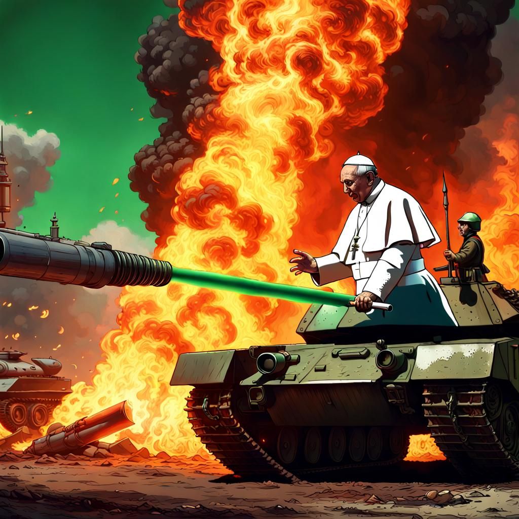 Pope Francis Demon Hunter in Dark Fantasy Art