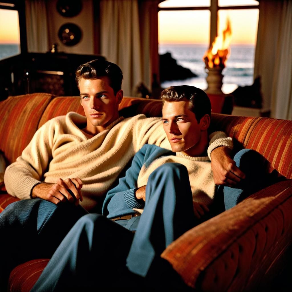 1950s Hollywood Stars Relaxing at Beach House