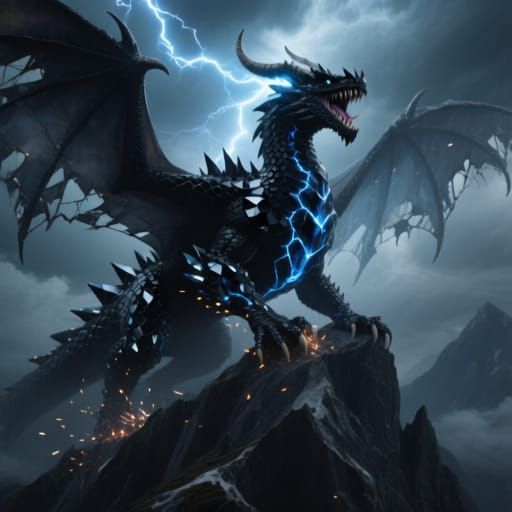 Colossal Storm Dragon on Mountain Peak