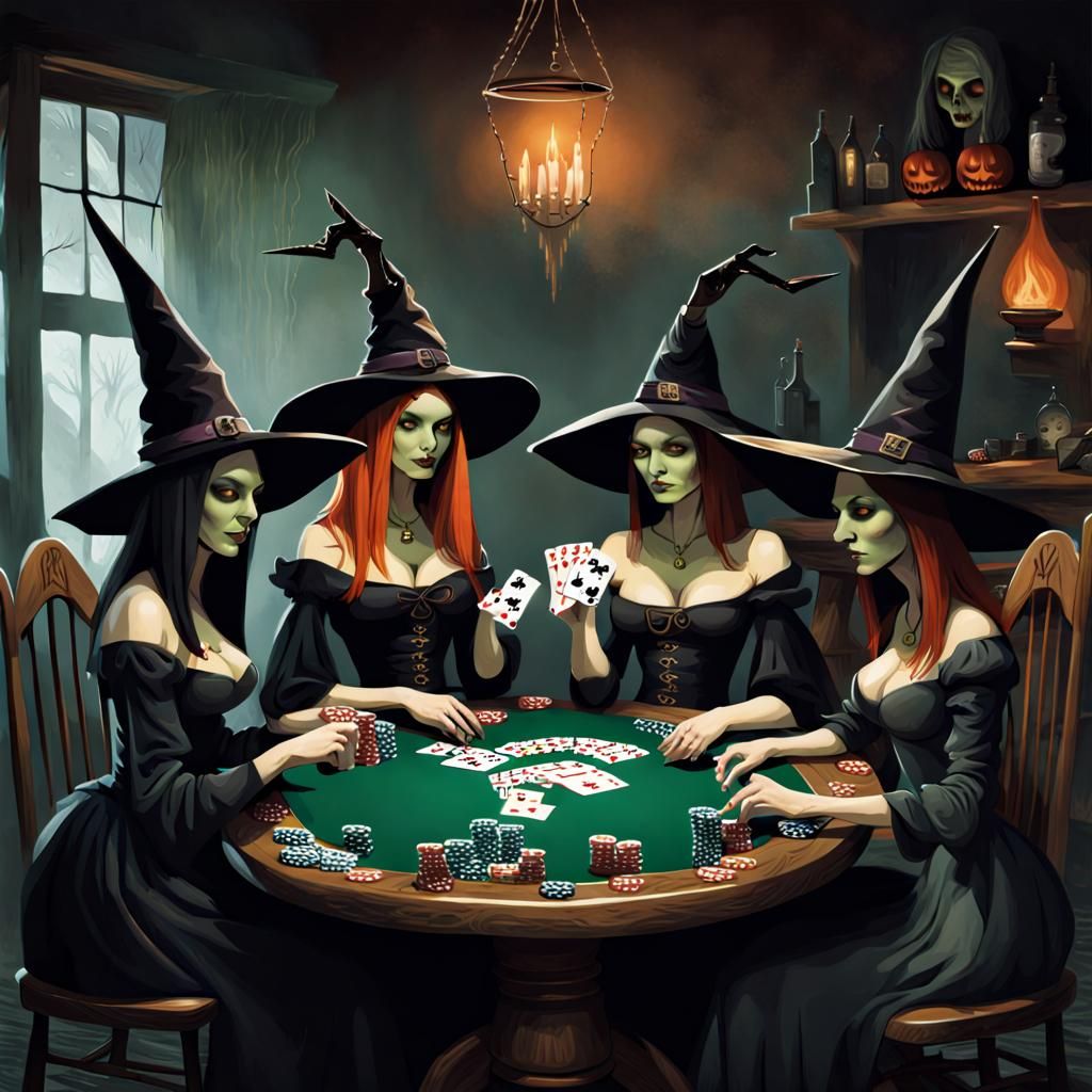 Witches Playing Poker: A Magical Card Game
