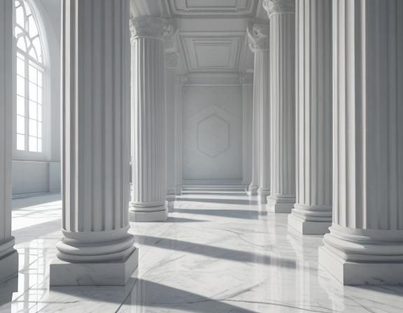 Photorealistic 3D Render of Marble Moldings and Pillars