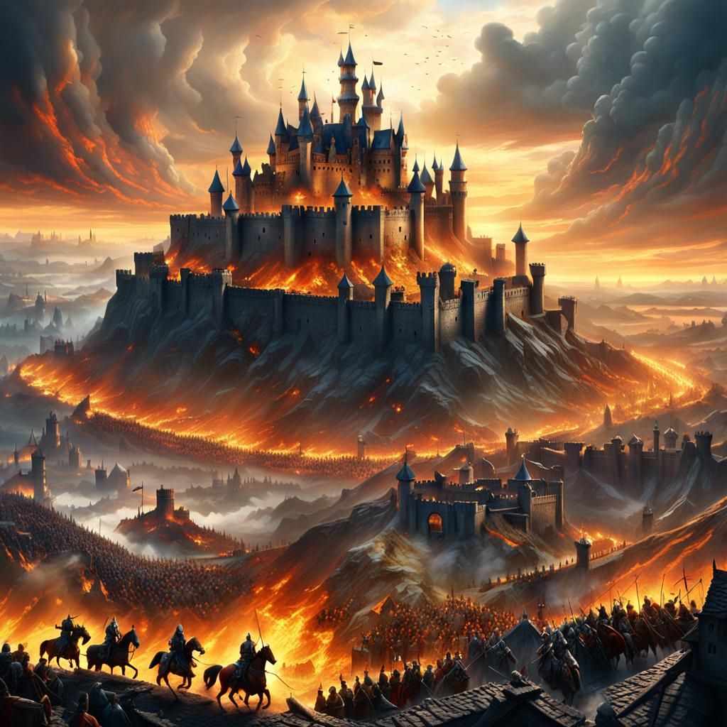 Knights Clash in Epic Medieval Fantasy Battle Scene